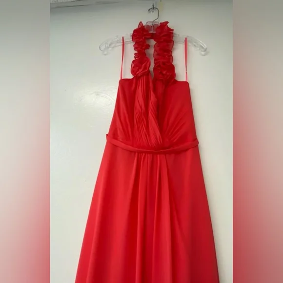 watermelon color bridesmaid dresses Wedtrend Women Ruched Long Floor Length Chiffon Bridesmaid Dress with Slit   WEDTREND